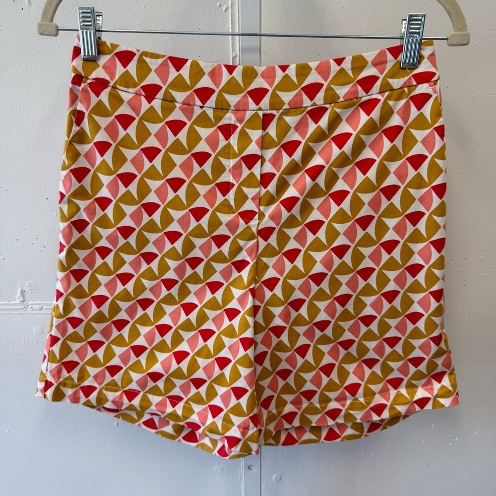 Boden Brioche Pull On Bermuda Shorts Rainbow Tile 6" Stretch Cotton Blend Sz 4